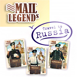 Mail Legends - cards Postman with bag Travel to Russia